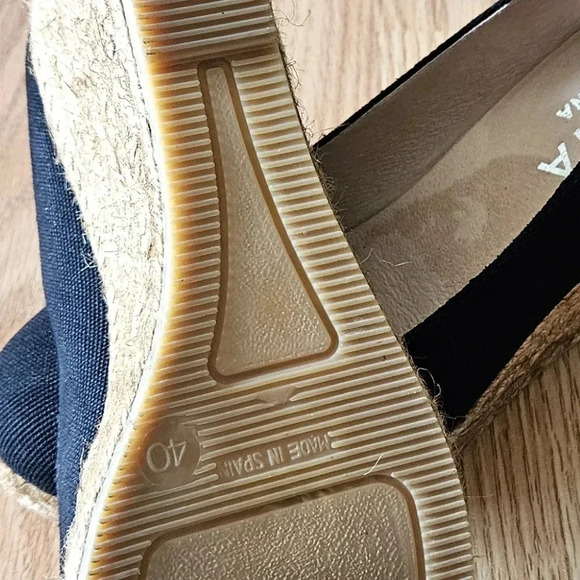 Viscata Barcelona Handmade Roses Espadrille Canvas Jute Wedges Black Size EU 40. - Picture 15 of 16